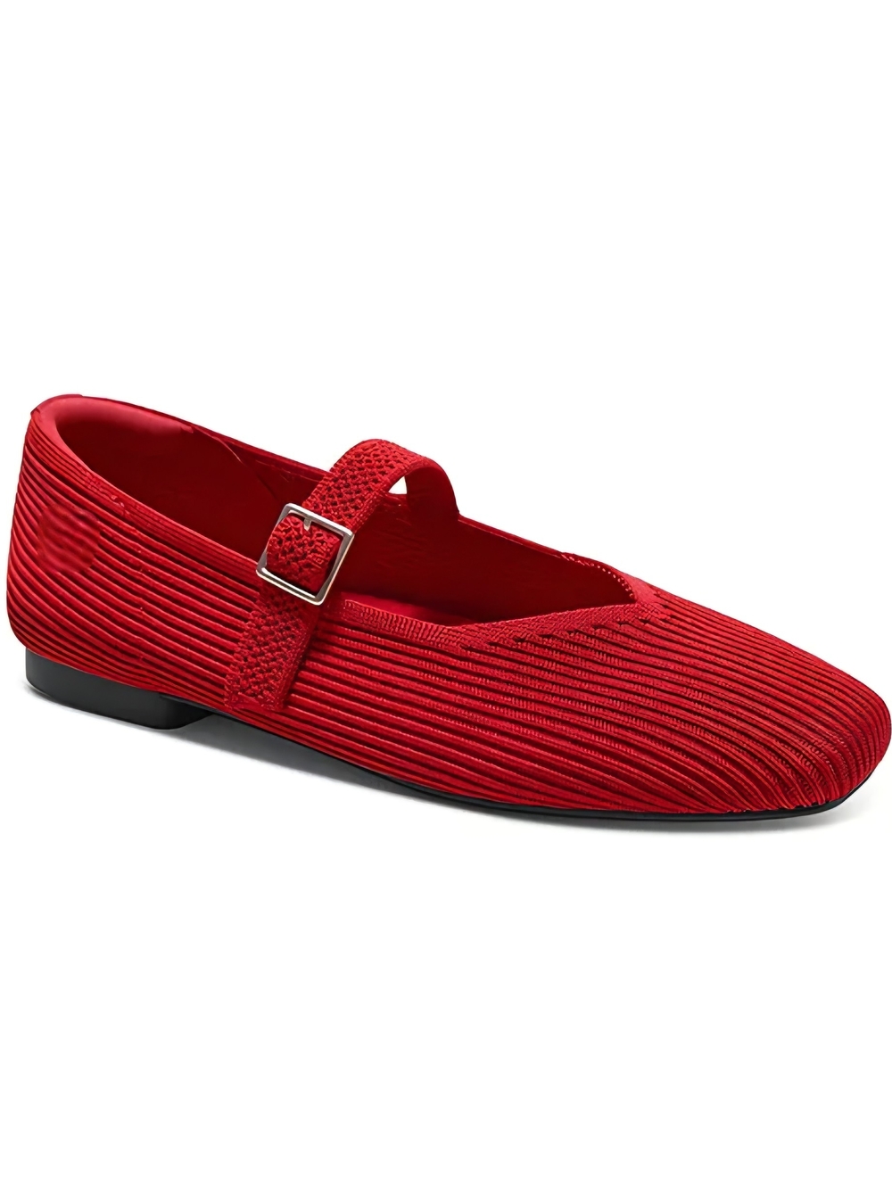 Margot Square-Toe Knit Mary Jane Ballet Flats – Ruby Red